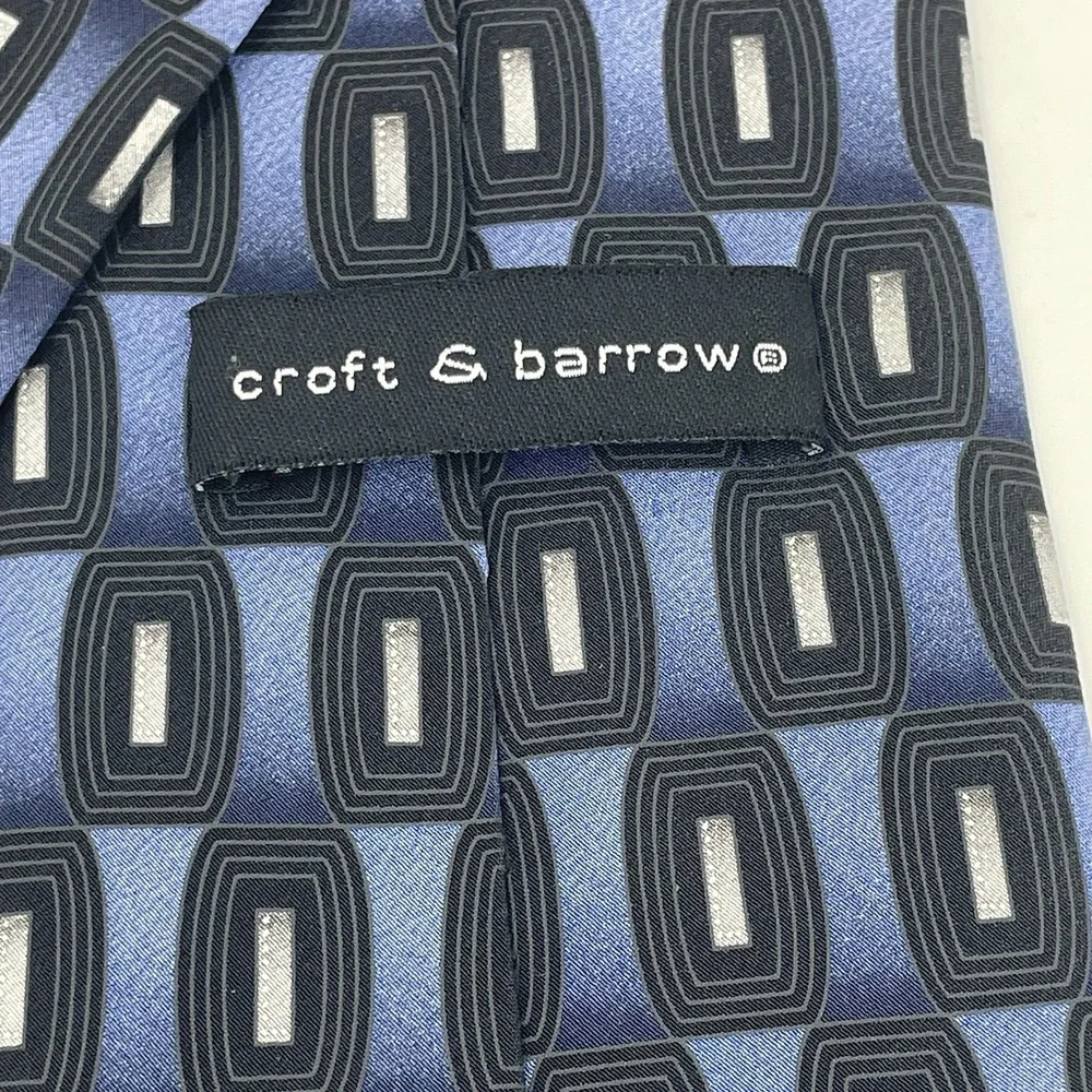 Croft Barrow 100% Silk Red Blue Black Vintage Stripes Geometric Classic Lot of 2